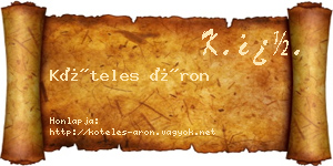 Köteles Áron névjegykártya